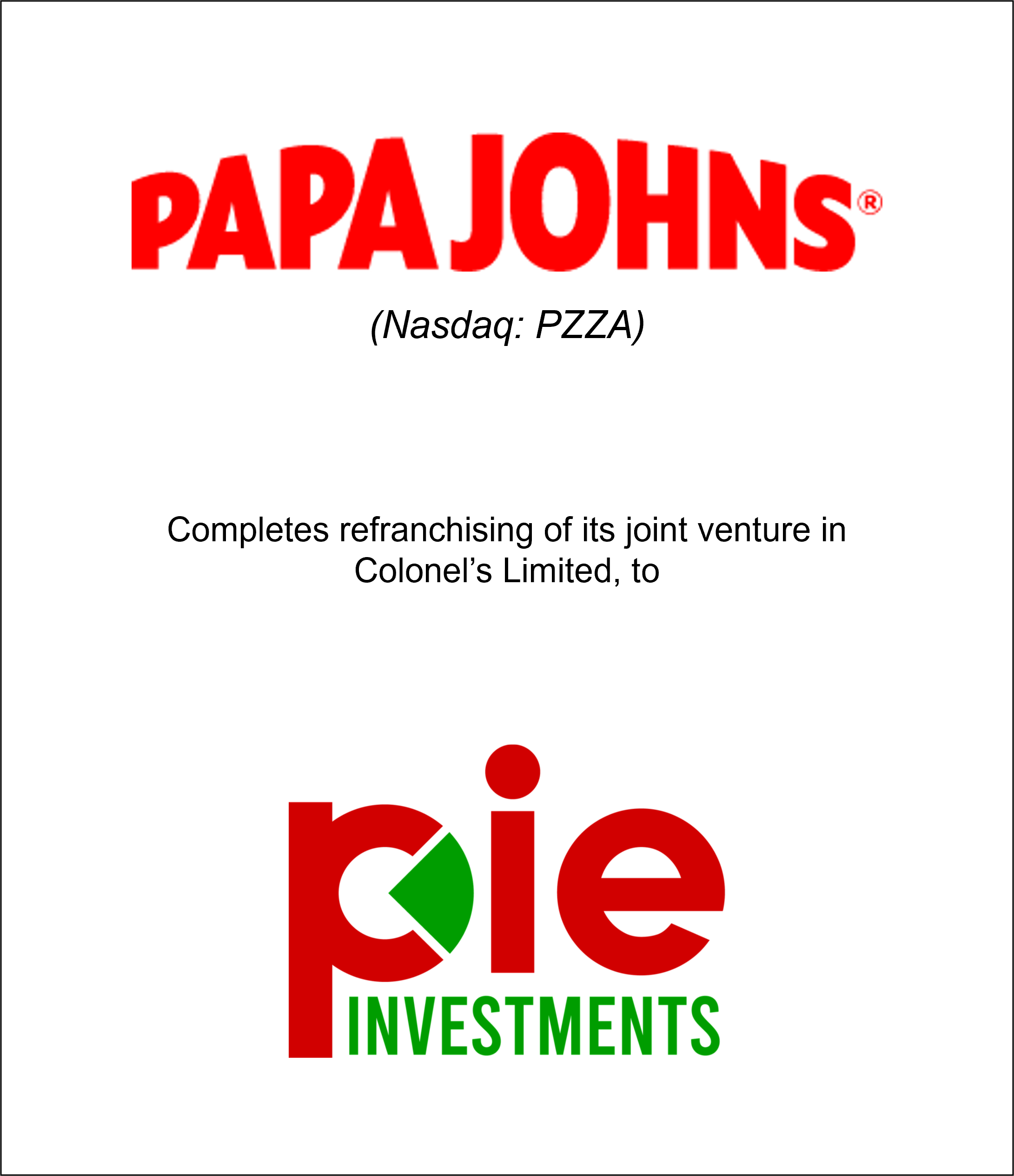 Genesis Capital Advises Papa Johns on Strategic Sale and Refranchising in the Mid-Atlantic Region